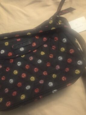 Vera Bradley Quilted Polka Dot Crossbody - Black with Multicolor Dots